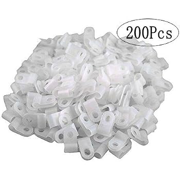 XLX Nylon Kabelklemmen Typ R – 200 Stück, Weiß, Für 4,8 Mm Kabel, Mit 4,6 Mm Bohrloch