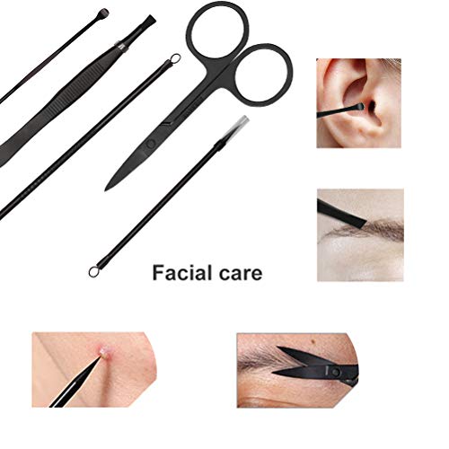 Manicure Pedicure Set Nail Clippers 17 Piece Stainless Steel Nail Kit & Professional Grooming Kit with Black Leather Travel Case - Thumbnail 4