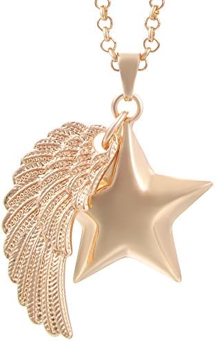 Vocheng 3 Colors Star Angel Wing Charm Pendant Necklace Va-080 (18K Gold Plated)