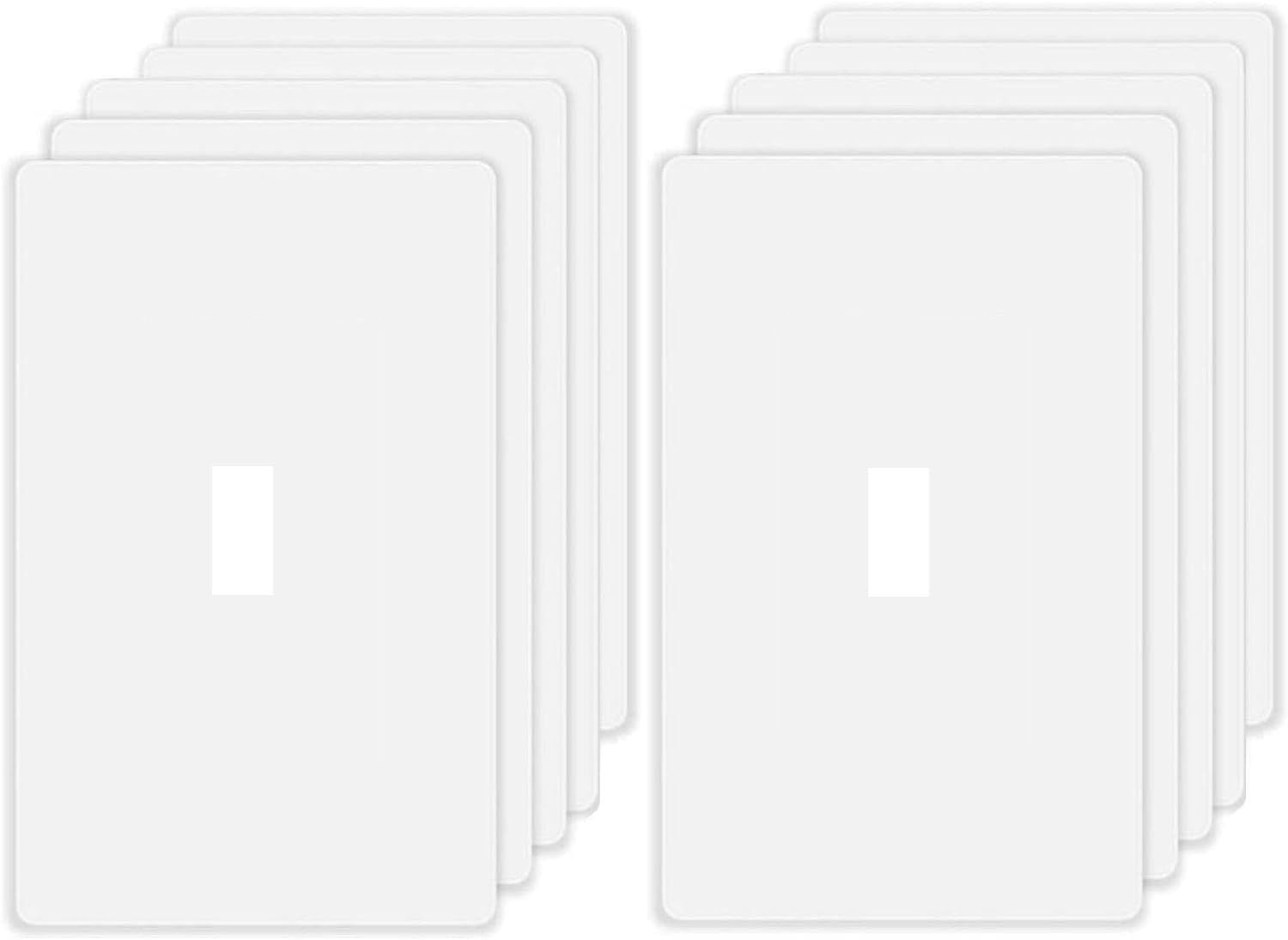 Screwless Toggle Switch Wall Plates 1-Gang Switch Outlet Electrical Cover Plate Unbreakable Thermoplastic Faceplate for Decora Receptacle Outlet Switch, White (10 Pack)