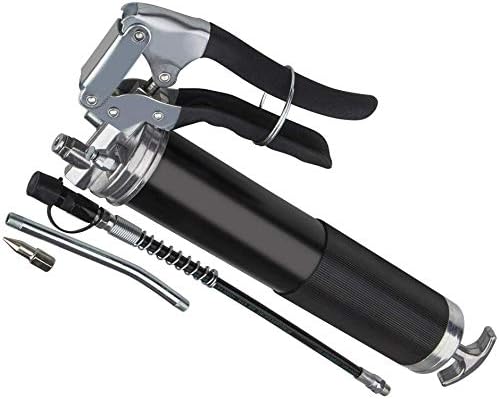 Big Autoparts Pistol Grip Grease Gun Kit 14 oz 6000 psi Heavy Duty Grease Gun Includes 12 inch Flexible Hose and 6 inch Metal Extension with Coupler, Black