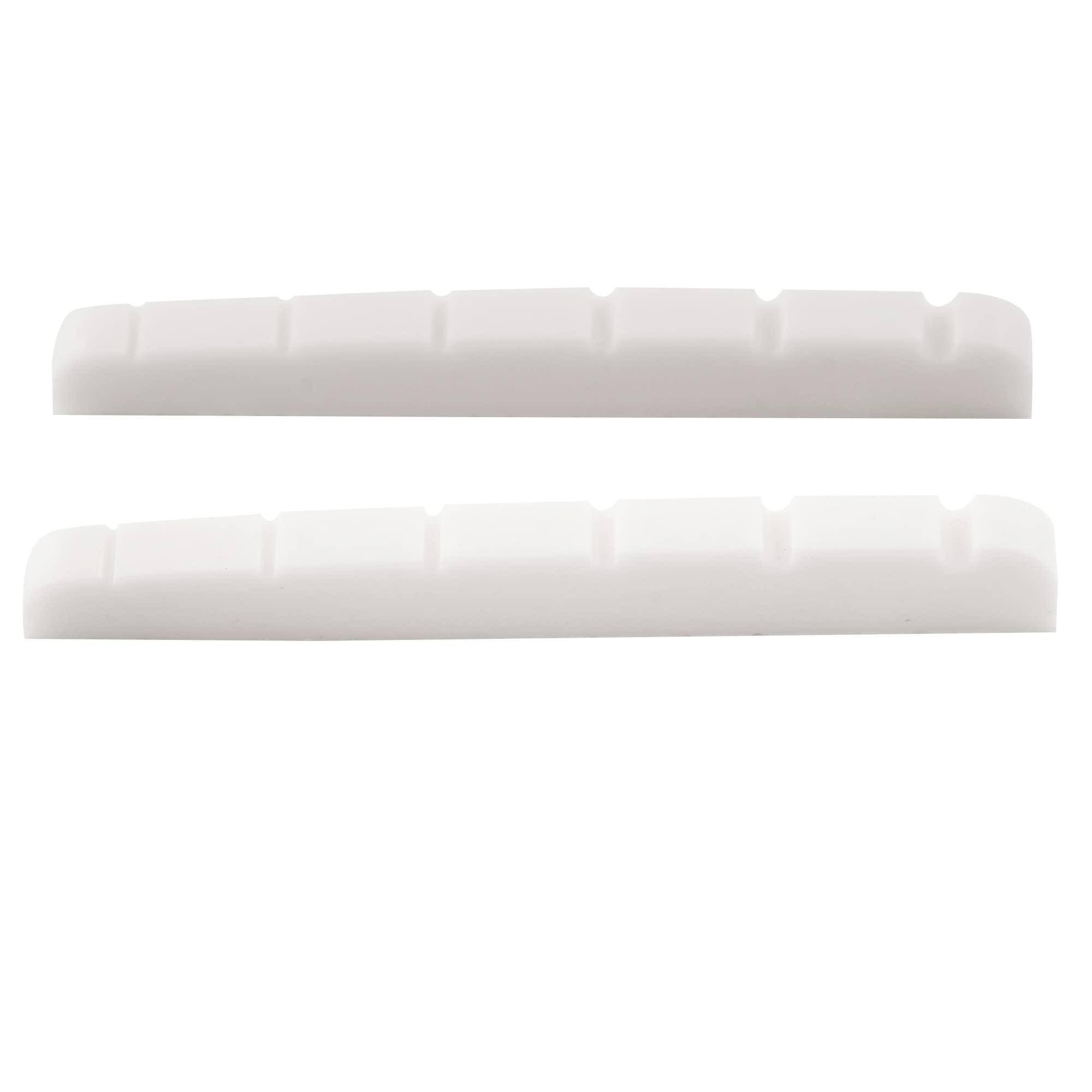 Musiclily Pro Urea Resin Plastic 43mm Slotted Strat Tele Electric Guitar Nuts Flat Bottom for 6-string Stratocaster/Telecaster Guitar, White(Set of 2)