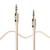 3.3Ft Walo® Nylon 3.5mm Premium Audio Cable / Auxiliary Cable , Aux Cord for Car / Home Stereo, Computer, Headphone, iphone, Android, Mp3 Players and more ( Gold )