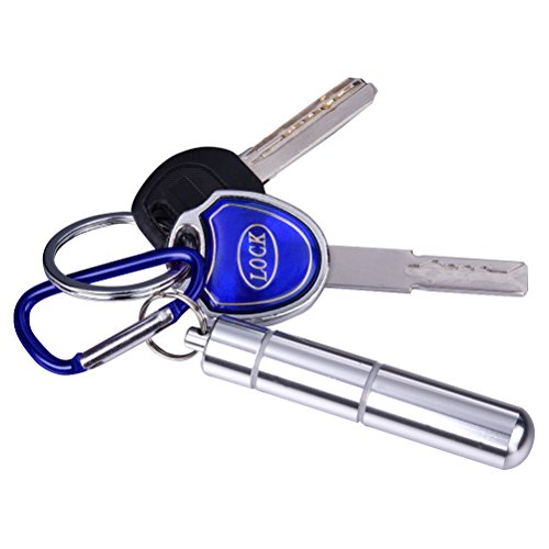 Pocket Toothpick Holder Mini Aluminium Alloy Toothpick Box Metal Toothpick Case with Key Ring, 2.8 x 0.6 Inch