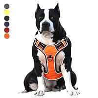 Heele Dog Harness No-Pull Pet Harness Adjustable Outdoor 3M Reflective Oxford Material Vest for Dogs Easy Control 6 Color 4 Size for Small Medium Large Dogs Pets (XL, Orange)