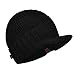 Janey&Rubbins Daily Knit Visor Beanie Hat with Earflaps Fleece Lined Brimmed Skull Ski Cap (VB-Black)