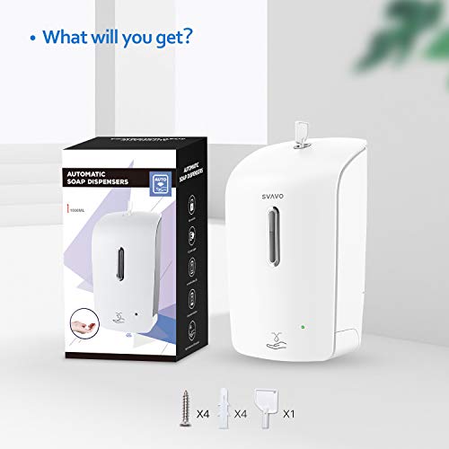 SVAVO Automatic Soap Dispenser Wall Mounted Hand Sanitizer Dispenser 33.8oz/1000ml Touchless Liquid Soap Dispenser Sensor Soap Dispenser Pump for Bathroom Kitchen Commercial