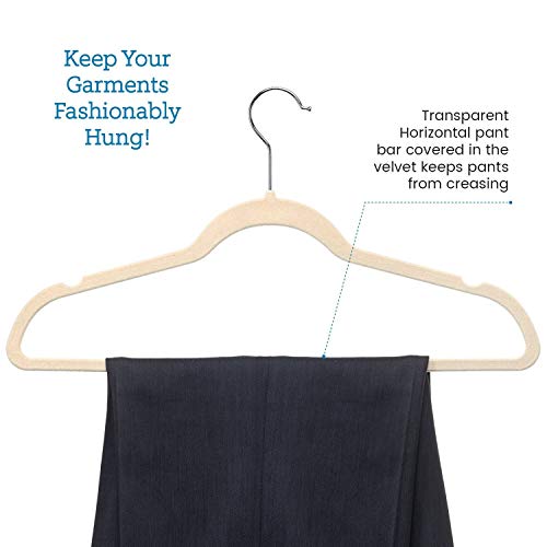 image for Zober Non-Slip Velvet Hangers, Suit Hangers (100 pack) Ultra Thin Spac