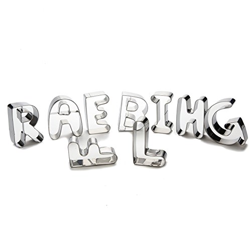 FUBARBAR Large Alphabet Letter Cookie Cutters Set Biscuit Snowman Pumpkin Moon Ghosts Variety Of Graphics Cookie Cutter Shape Mold Set Jelly Fondant Sugar Stamp Impress Embosser (Large Letter A-Z) - Thumbnail 4