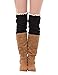 Dimore Plus Size Button Leg Warmers Boot Cuffs for Boots Knit Leg Warmers with Lace Crochet Black