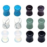 PiercingJ 12pcs Natural Gem Stone Double Flared Saddle Plug Gauge Ear Stretcher Piercing Jewelry Gauge kit 2g 0g 00g 12mm 14mm
