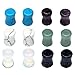 PiercingJ 12pcs Natural Gem Stone Double Flared Saddle Plug Gauge Ear Stretcher Piercing Jewelry Gauge kit 2g 0g 00g 12mm 14mm