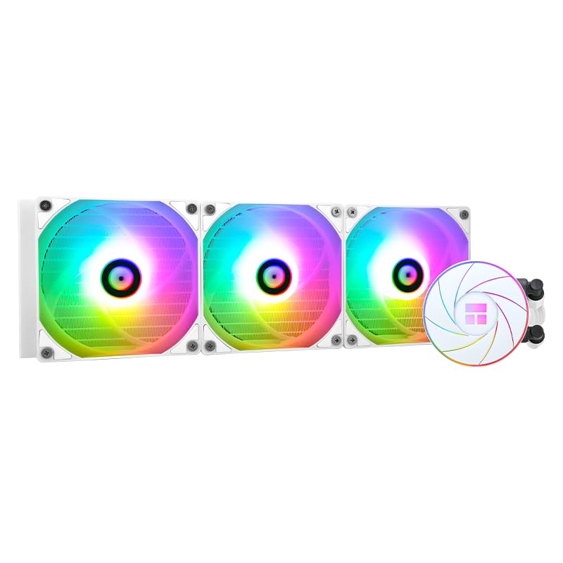 Aqua Elite 360 White ARGB- Ventilador de CPU líquido ARGB, 360 AIO tamaño de fila de refrigeración, 3 ventiladores PWM de 120mm, para AM4/AM5, lga1851/1700/1200/115x