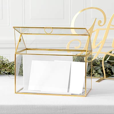 Cathy's Concepts Terrarium Gift Card Holder â€“ Gold, Glass & Brass Construction, Perfect for Wedding Receptions, Graduations & More