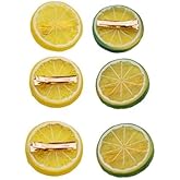 6Pcs Realistic Lemon Hairpin Hair Clip, Cute Fruit Hair Clips Fashion Anti-slip Bangs Side Hairpins, Hair Barrettes for Kids Girls Toddler, Christmas Hair Accessories Clips and Hair Decoration