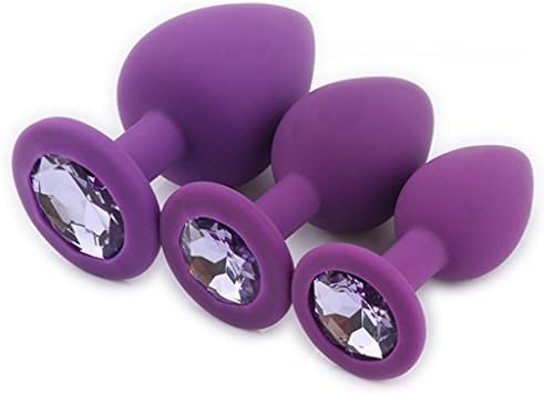 FSY3U 3 Pack/Size Silicone Play Plug Trainer Set Adult Toys for Men Women with Jewellery - Purple