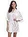 Aibrou Women/'s Kimono Robes Satin Pure Colour Short style with Oblique V-Neck, White, XX-Large