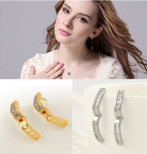 ERAWAN New Fashion Women U-shape Crystal Harp Huggie Earrings Noble Ear Hoop Jewelry sakcharn (Gold) - Thumbnail 3