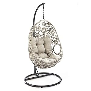 Kobolo Hängekorb Hängesessel Flower mit Gestell Relaxzone Polyrattan grau meliert