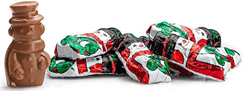 Madelaine Premium Solid Milk Chocolate Snowmen (1 LB) Christmas Party Favors - Candy Stocking Stuffers Holiday Treats - Individually Wrapped In Italian Foils - (One Pound) - Thumbnail 2