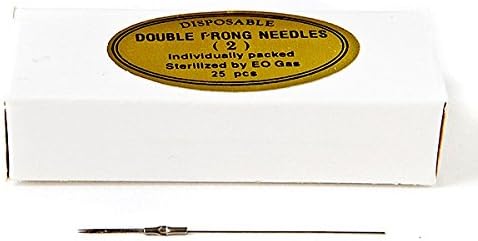 KP Permanent Makeup Disposable Double Prong Needles - Round (Box of 25 pieces)