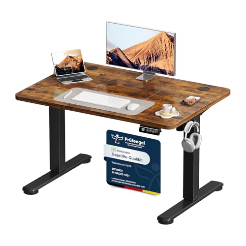 Devoko Elektrisch Höhenverstellbarer Schreibtisch 100 x 60cm, Stabiler Schreibtisch Höhenverstellbar Tisch, Steh-Sitz Bürotisch, Computertisch mit Mem