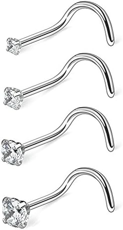 Ruifan 18G 1.5mm 2mm 2.5mm 3mm 3.5mm 4mm Round Diamond CZ Nose Screw Studs