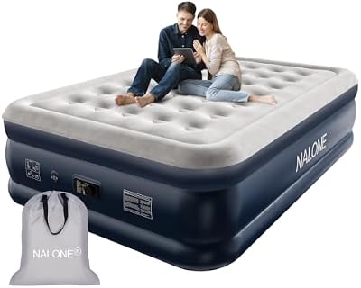 Matelas Gonflable 2 Personnes avec Pompe Intégrée 195x143x46cm