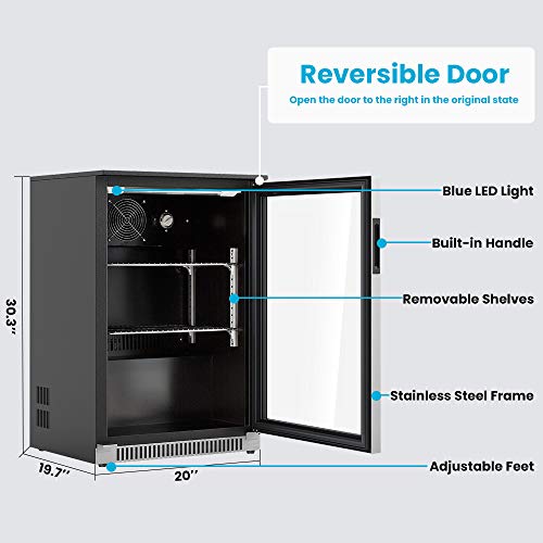 Advanics 20 Inch Wide Built in Beverage Refrigerator with Glass Door