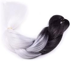 Amazon Com Ombre Braiding Hair Black White 3pcs Ombre