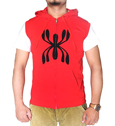 Spiderman Homecoming Peter Parker 2017 Red Hoodie Fleece Vest Costume Hoodie Jacket