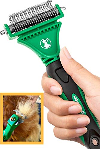 k9konnection DEMATTING Tool for Dogs and Cats | Undercoat Rake with Dual Shedding Blades | Cat Hair Remover Comb for Knots, Tangles & Mats | Dog Brush for Long Haired | Pet Grooming Kit