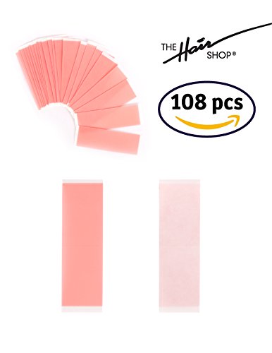 Double Sided Clear Tape Glue - Wig Adhesive Tape for Synthetic and Human Hair Toupee Wig Hairpiece by The Hair Shop (Red Lining, Straight) (1" x 3")
