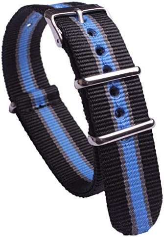 Nylon Watch Strap 18mm 20mm 22mm 24mm NATO Watch Band for Men and Women Black Gray and Blue Sport Wristband