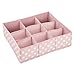 mDesign Soft Fabric 9 Section Dresser Drawer and Closet Storage Organizer Bin for Baby Room, Nursery, Playroom - Divided Large Organizers - Polka Dot Print - 2 Pack - Light Pink with White Dots