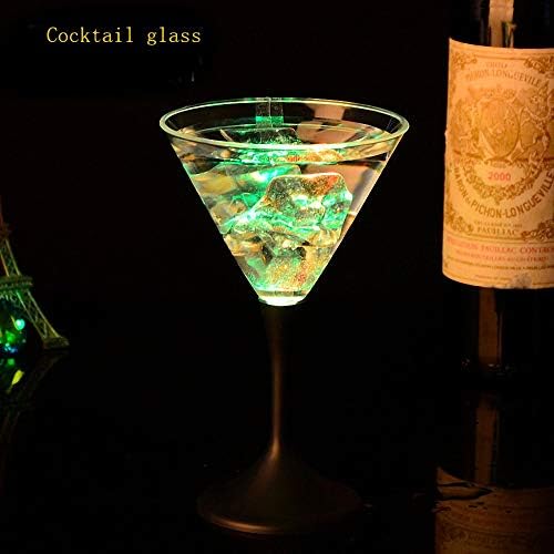 BABFLY LED Glowing Cup, LED Light Up Flashing Martini Cocktail Glasses Blinking Wine Champagne Glow Cups Barware Stemware