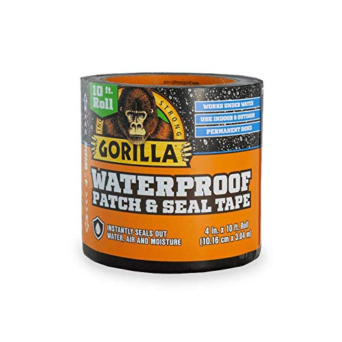 Gorilla 4612502 Waterproof Patch & Seal Tape 4" x 10' Black, 1Pack
