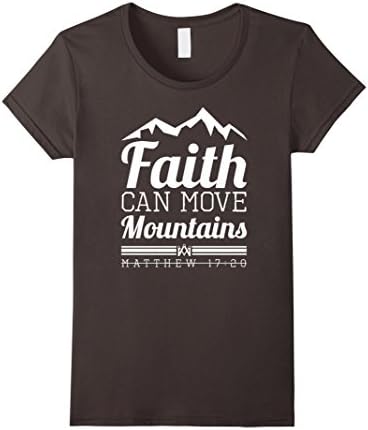 Womens Jesus Christian T Shirt- Jesus Faith Can Move Move Mountains Medium Asphalt