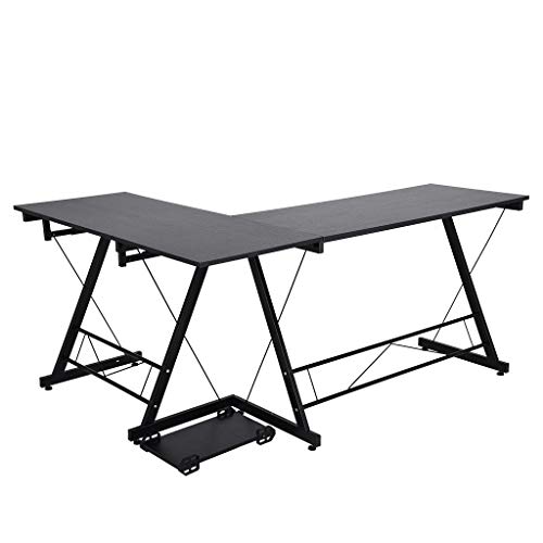 Office Computer Corner Desk,Eoeth Home Desktop Computer Desk Steel Wood Office Desk with Keyboard Tray,Desk,Coffee Tables,End Tables,Dining Table,Side Table(Shipped by US) Free Post - Thumbnail 2