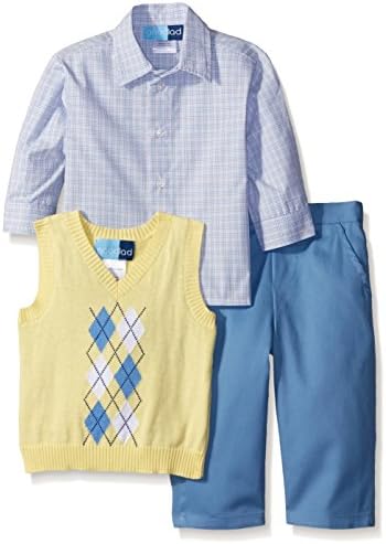 Baby Goodlad Little Boys Argyle Sweater Twill Pant Set, Yellow, 18 Months