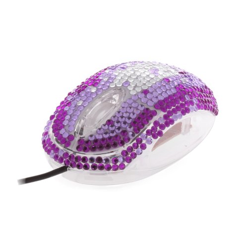 USB Optical Scroll Wheel Purple Splash Crystal Rhinestone Computer Mouse
