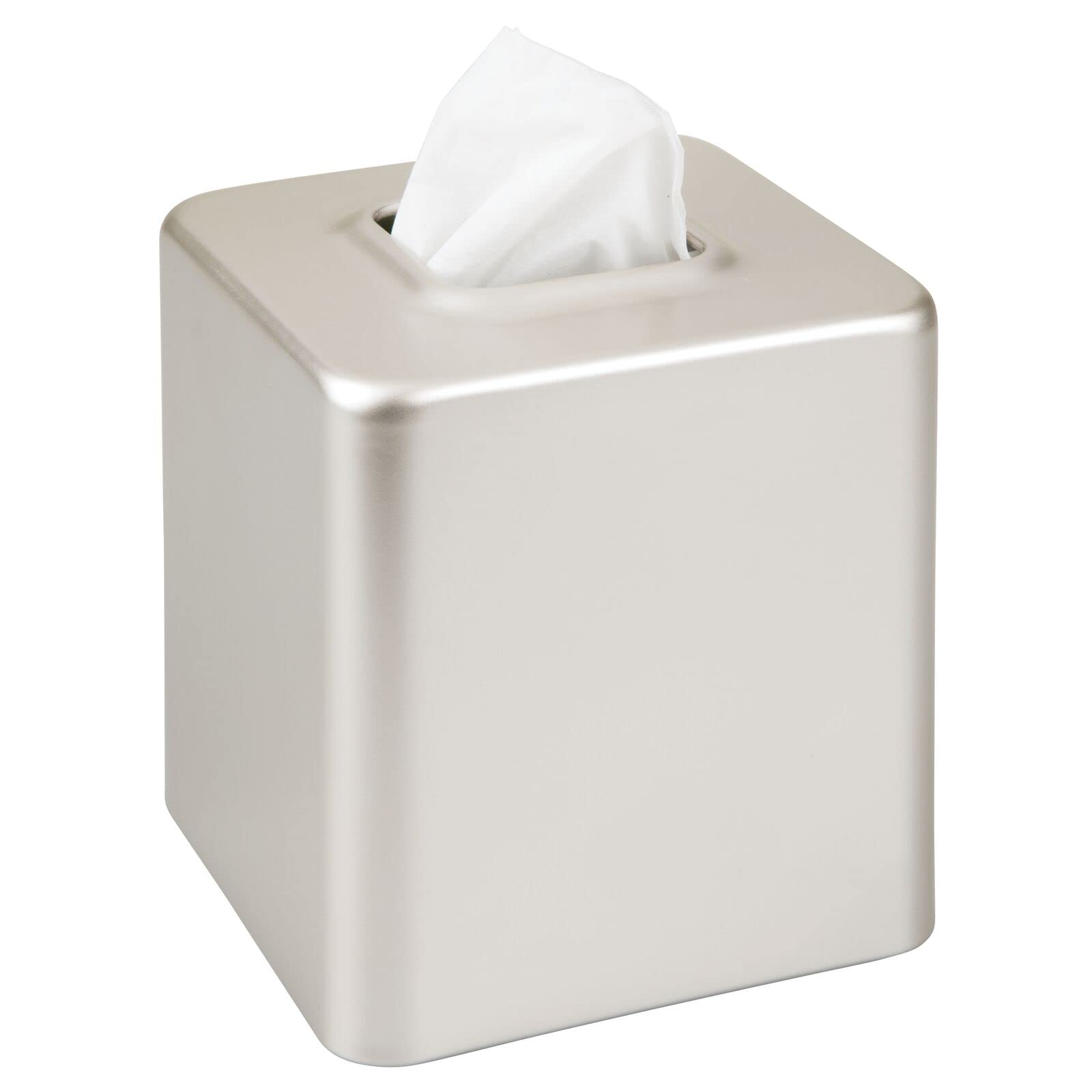 Photo 1 of mDesign Steel Square Tissue Box Cover, Modern Facial Tissue Holder for Bathroom Vanity Countertops, Bedroom Dressers, Night Stands, Desks, Office and Tables - Unity Collection - Satin