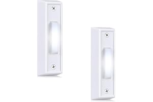 2 Pack Lighted Doorbell Button, Universal Garage Door Switch Wall Mounted Doorbell Push Button for Most Door Bell Chimes Most