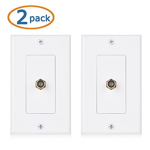 Cable Matters 2Pack 1Port TV Cable Wall Plate (Coax Wall Plate) in