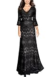 Miusol Women's Vintage V Neck Floral Lace Weeding Party Maxi Dress