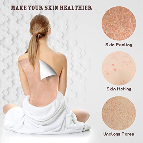 Bath Brush for Dry Skin Body Exfoliator Brushing - with Wood Long Handle and Anti-Slip Rubber for Shower - Thumbnail 3
