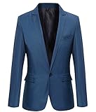 Mens Slim Fit Casual One Button Blazer Jacket (S, 303 Blue)