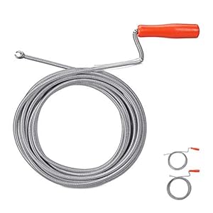 Relaxdays Pijpreinigingsspiraal met klauw, mechanische buisreiniging, toilet, douche, wastafel, staal, 9mm x 10m, zilver