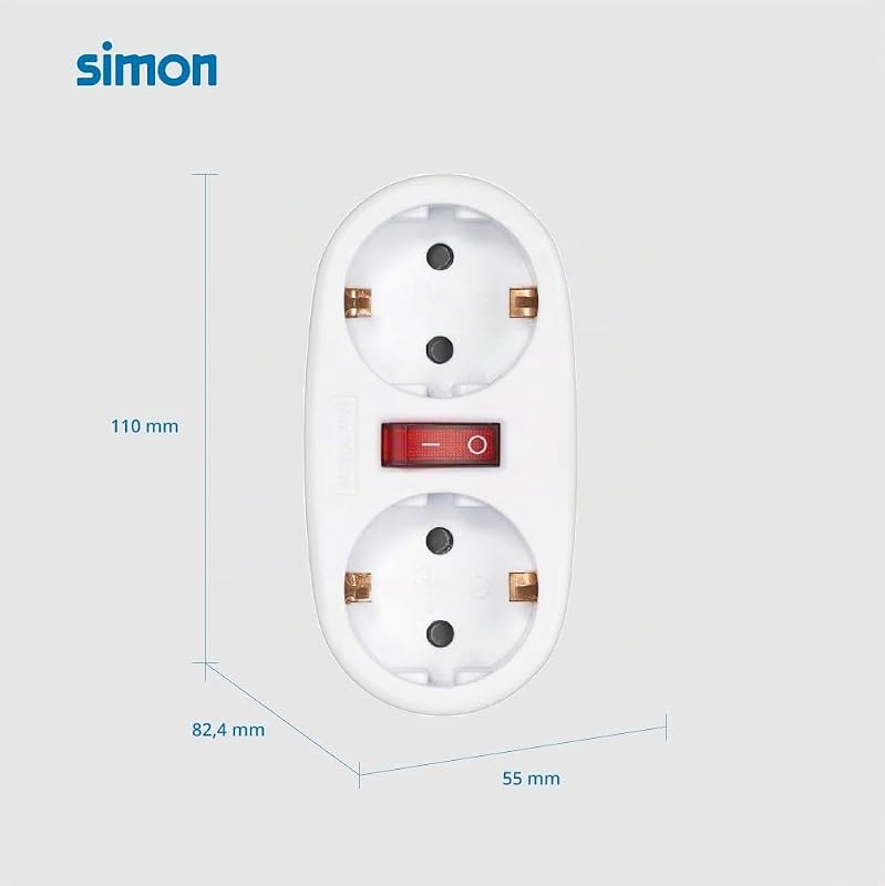 Adaptador 2 Tomas Schuko con Interruptor On/Off