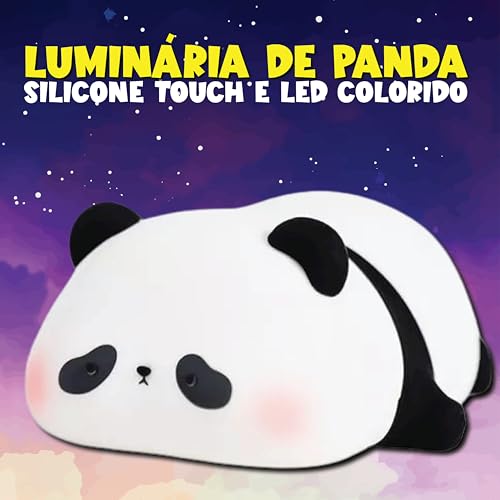 Luminária Panda Dormindo LED Decorativo Para Quarto – Luz Noturna USB com Brilho Ajustável, Ideal para Bebês, Crianças e Decoração Criativa, Abajur de Panda